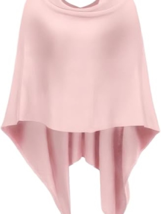 Djt Sweaters - Light Pink Women's Poncho Shrug - Soft Draped Layer